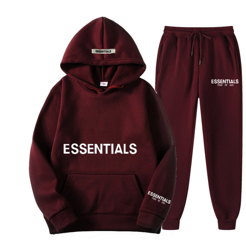 FEAROFGODESSENTIALS Couple Set Hoodies for Men and Women Double Line High Street Fashion Two-Piece Set