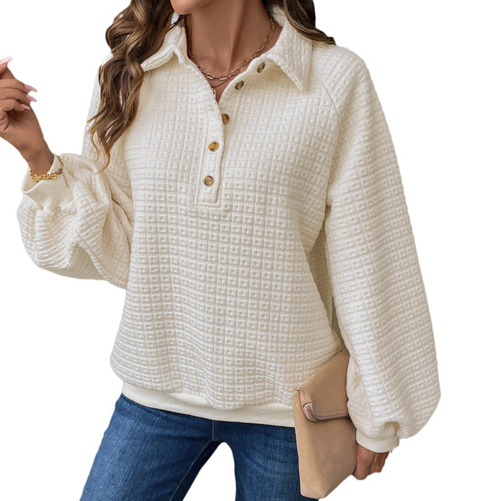 Women's Textured Collared Sweatshirt