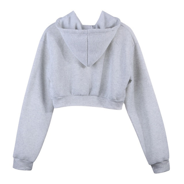 Women's Solid Crop Hoodie