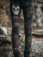Womens Denim Jeans  Womens Trousers With Colorful 3D Floral Prints