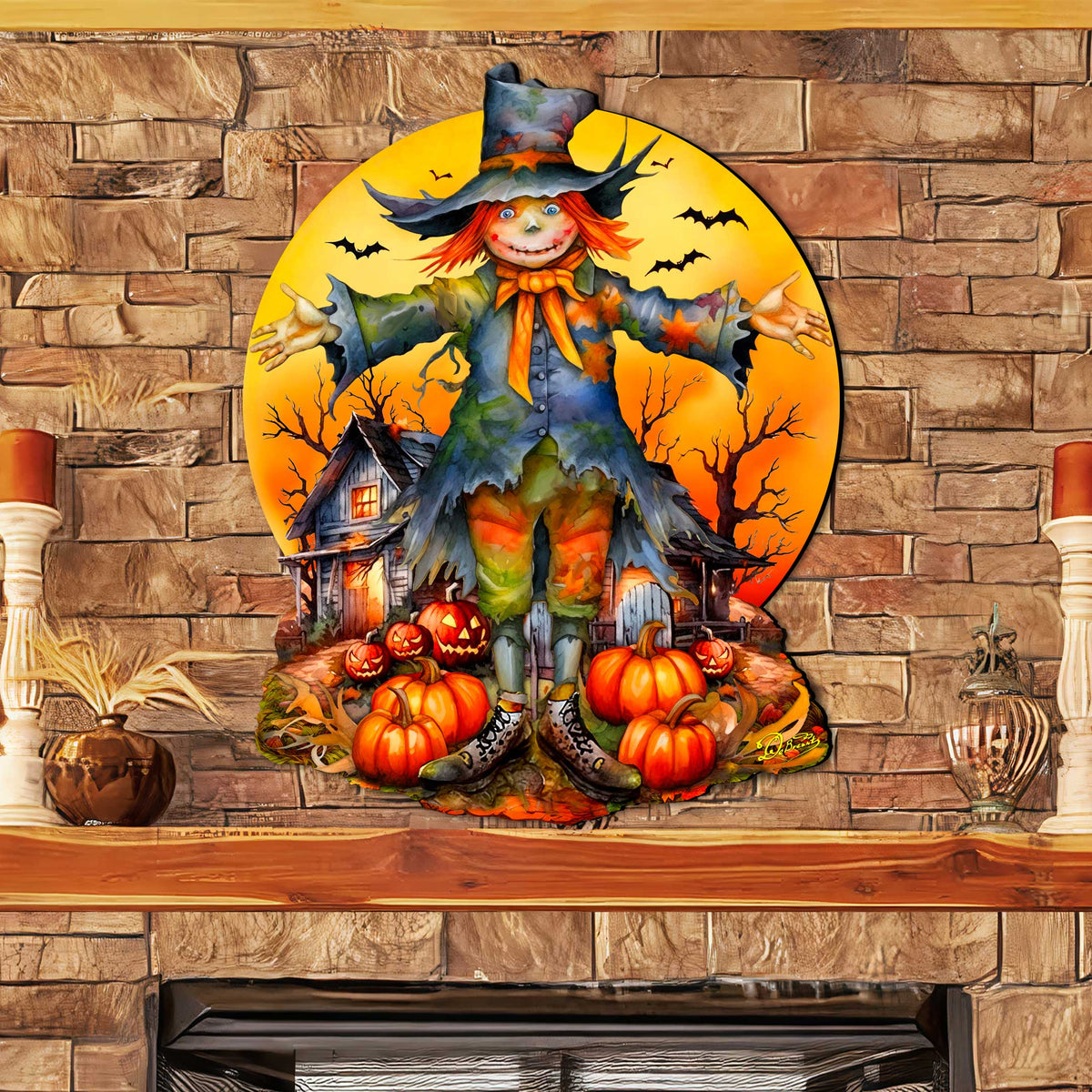 Halloween Scarecrow Holiday Door Decor by G. DeBrekht - Halloween Decor - 8652798H