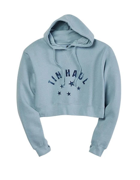 Tin Haul Cropped Stars (Blue) - Women's Hoodie Sweatshirt