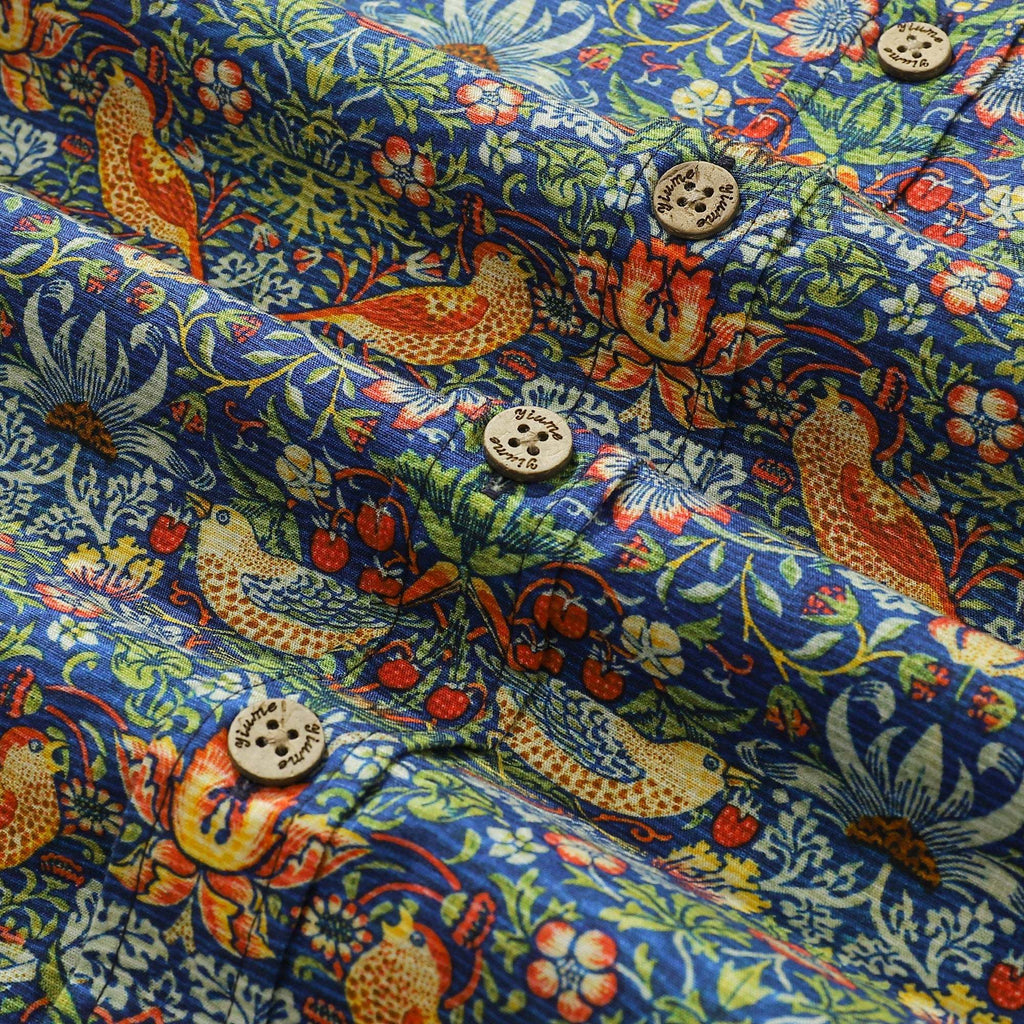 Strawberry Thief Cotton Hawaiian Shirt