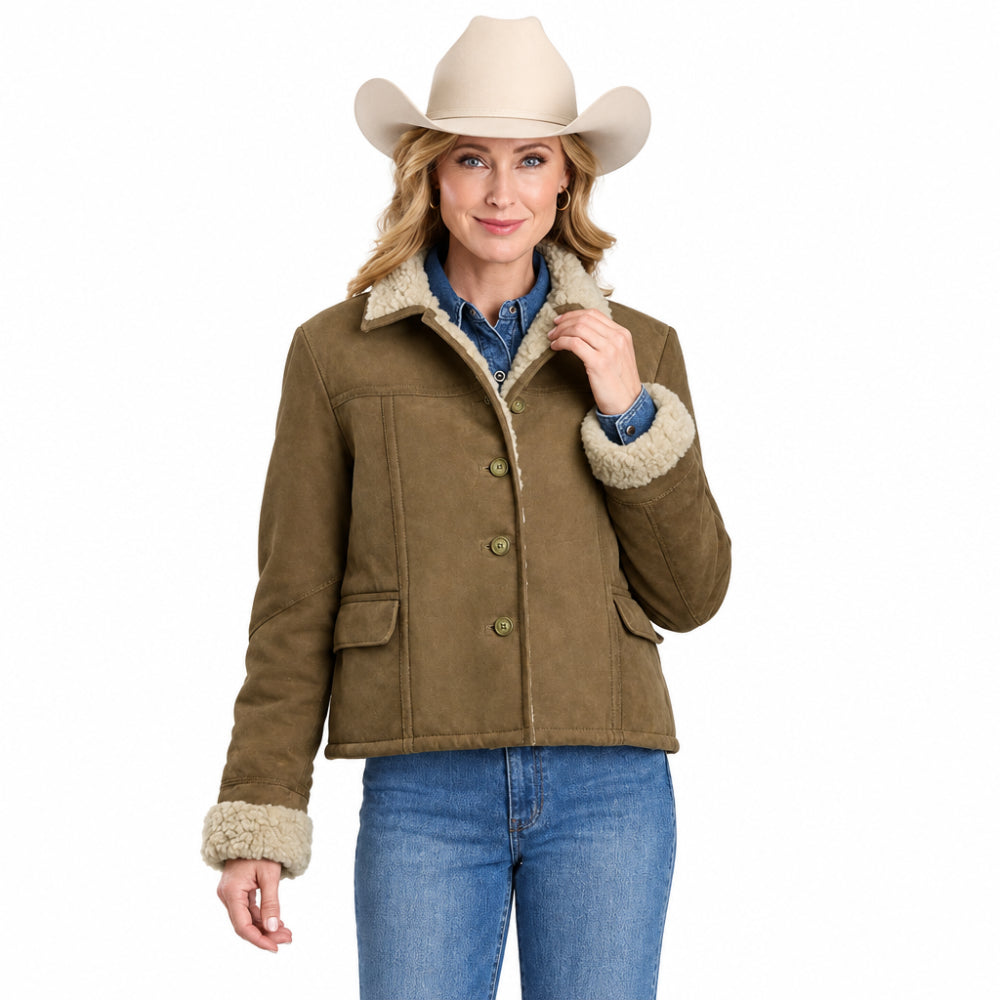 Cropped Shearling Suede Jacket