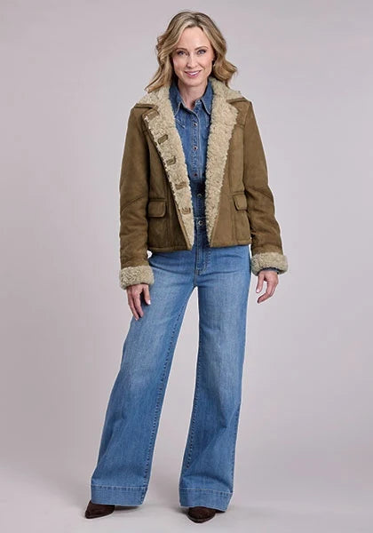 Cropped Shearling Suede Jacket
