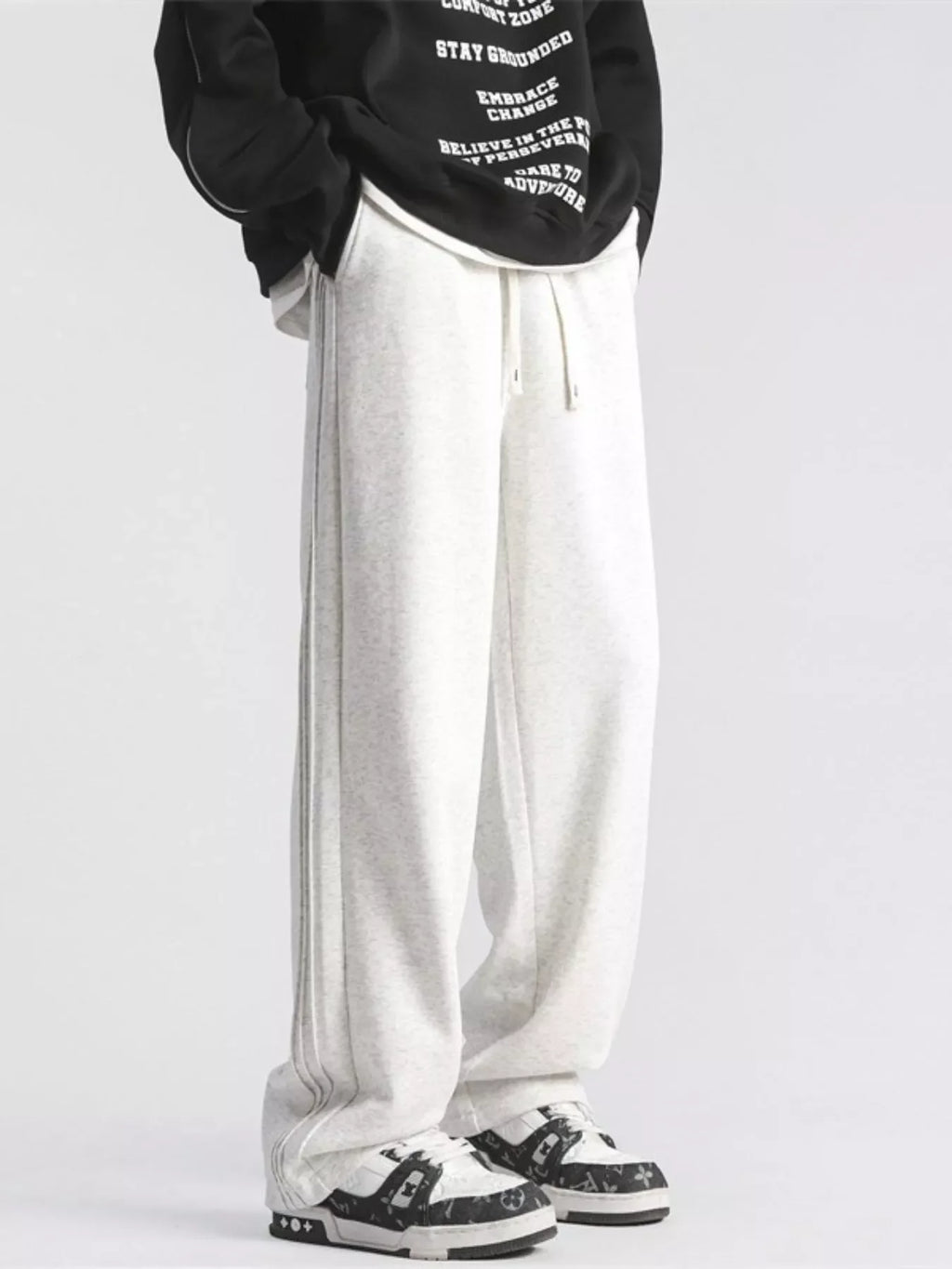 Men's Full Size Casual Loose-Fit Sweatpants with Side Stripes Plus Size