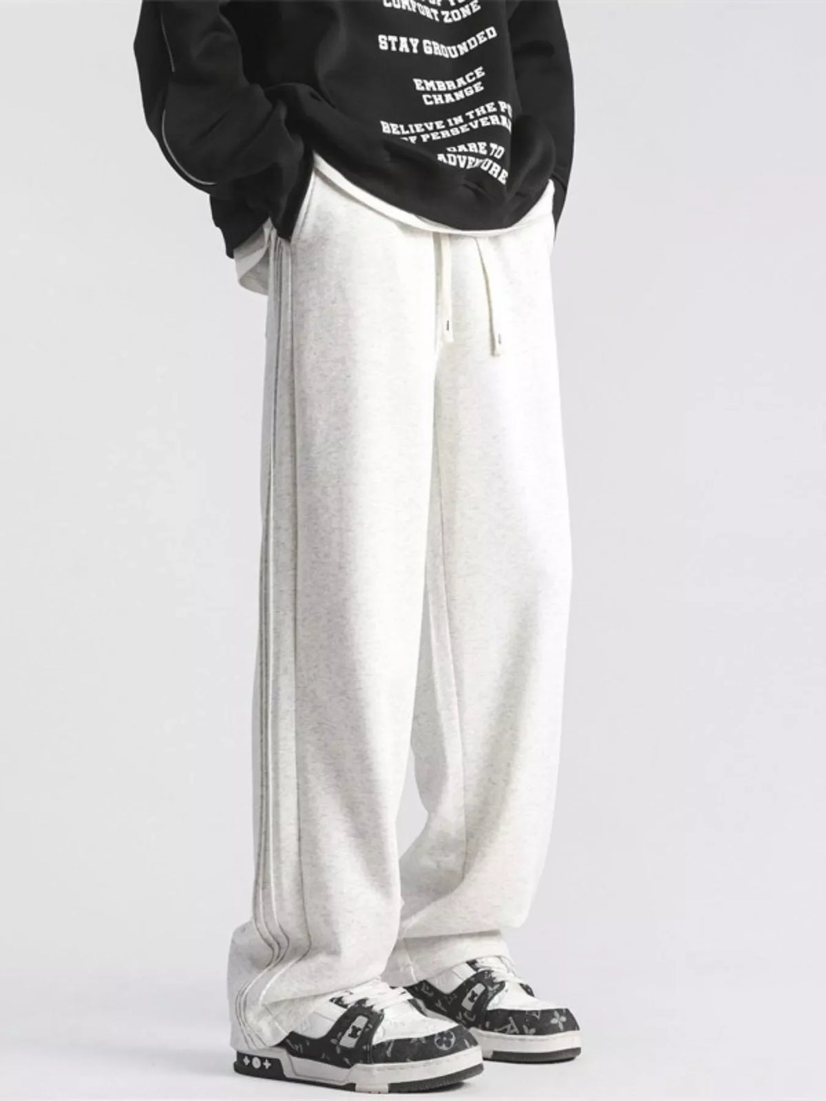 Men's Full Size Casual Loose-Fit Sweatpants with Side Stripes Plus Size