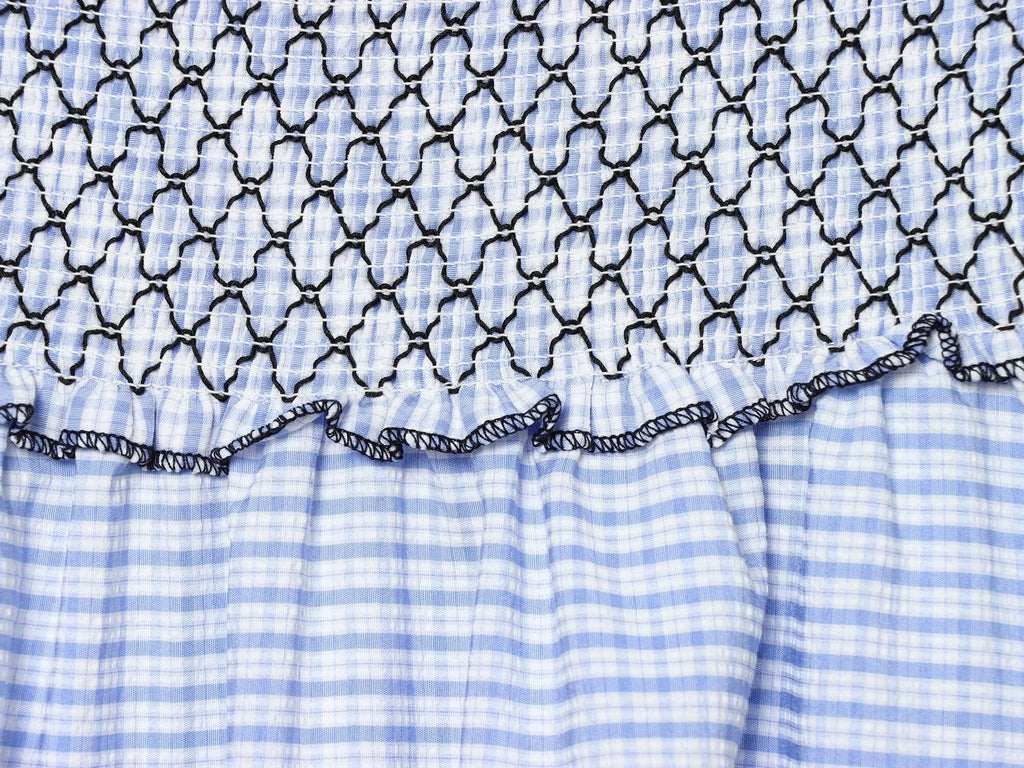 Lace Embroidered Plaid Midi Skirt
