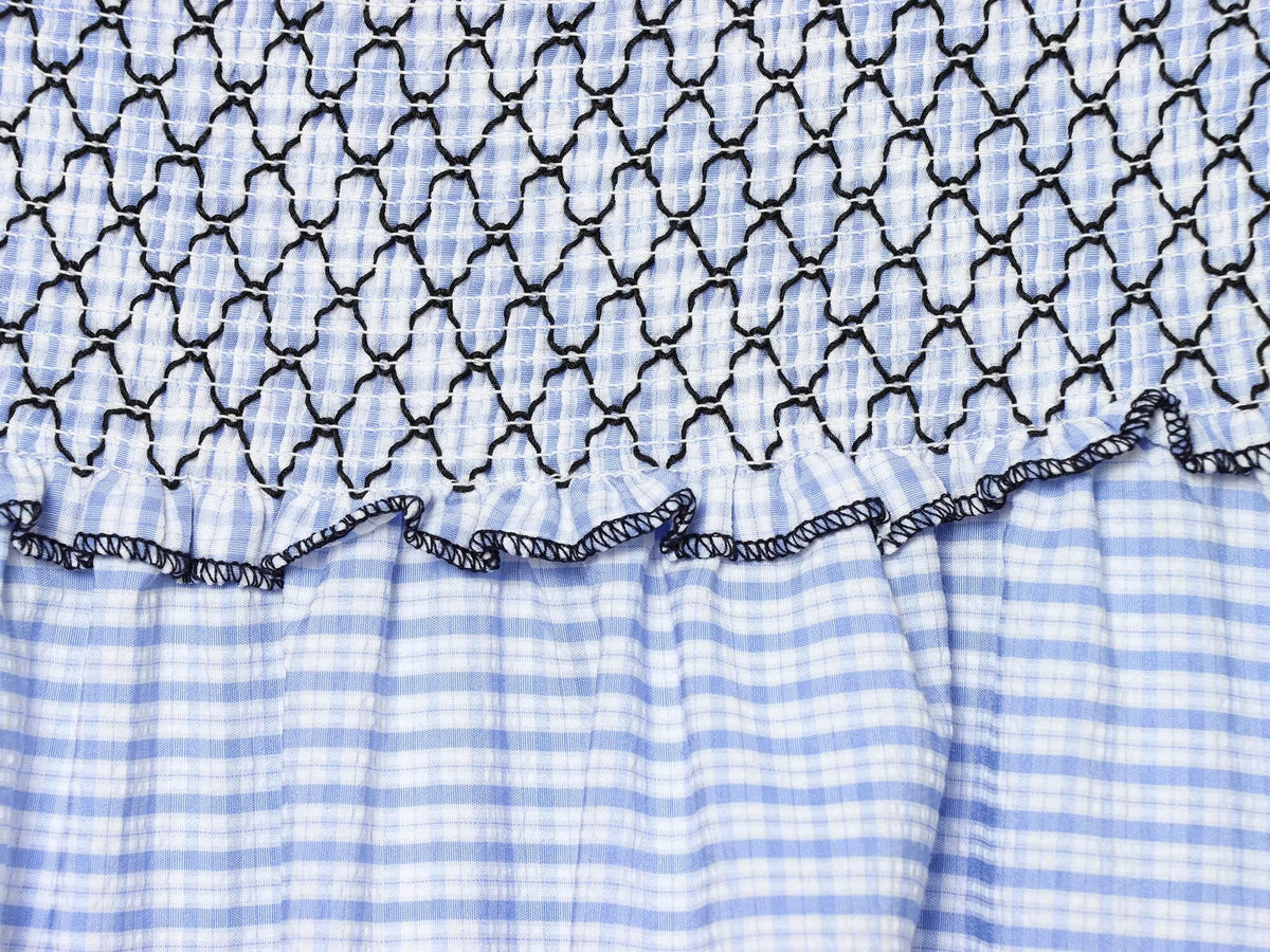 Lace Embroidered Plaid Midi Skirt