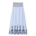 Lace Embroidered Plaid Midi Skirt