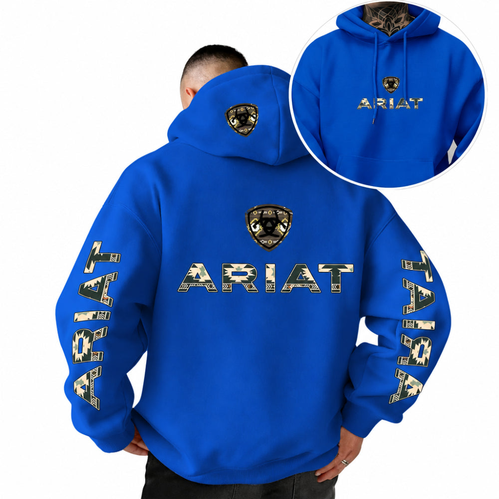 Western Letter Print Pullover Hoodie