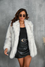 Winter Coat Warm Lapel Long Fluffy Faux Fur Coat Women Loose Long Sleeve Jacket Outerwear Clothing
