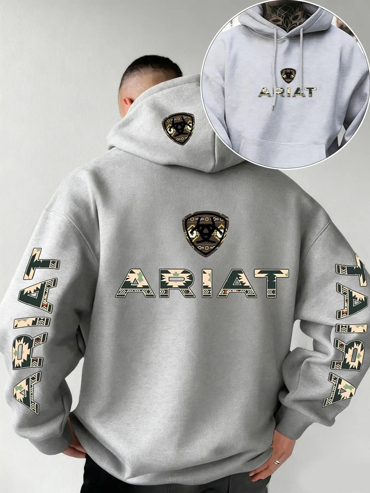Western Letter Print Pullover Hoodie