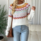 Women's Jacquard Color Block Knit Top