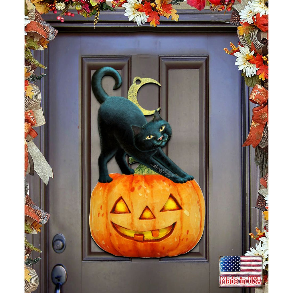 Spooky Halloween Cat Door Decor by Laura Seeley - Thanksgiving Halloween Decor - 8512054-2H