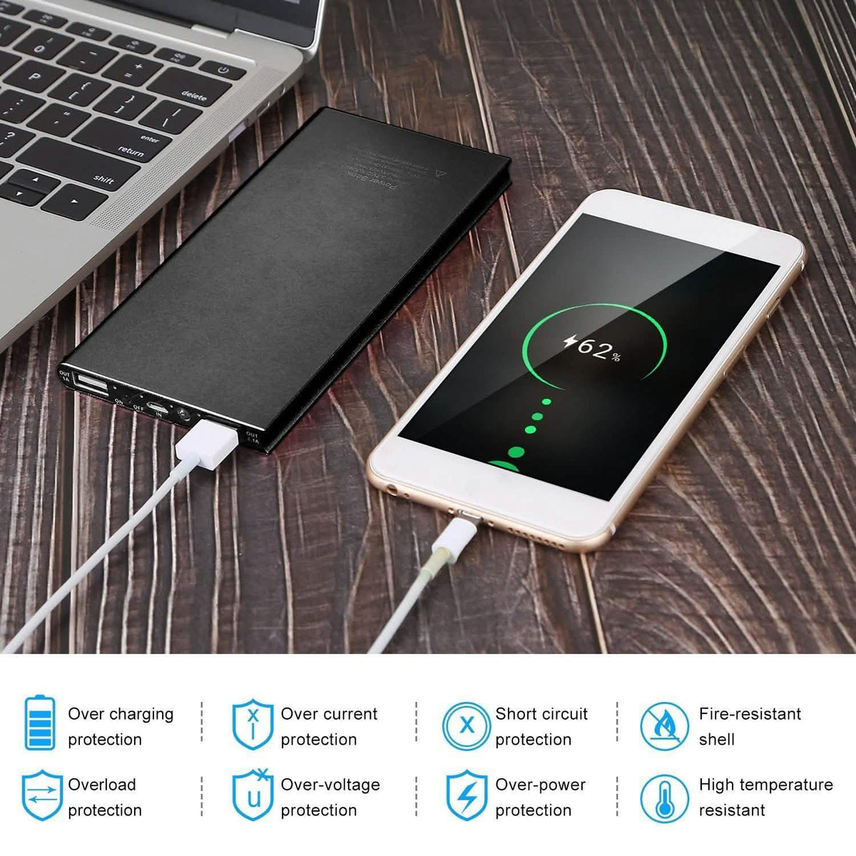 20000mAh Power Bank Ultra Thin External Battery Pack