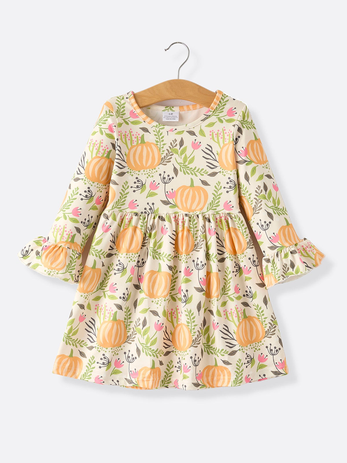 Pumpkin Plaid Girls Dress Set
