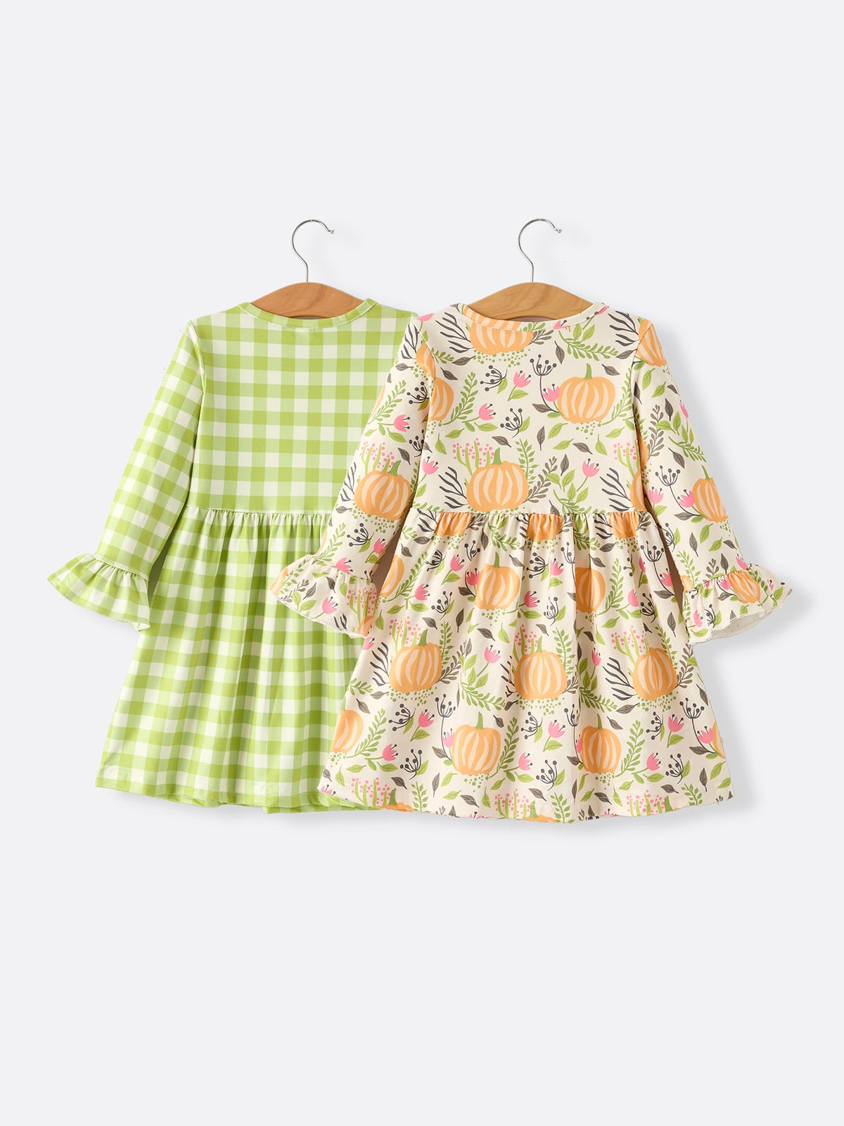 Pumpkin Plaid Girls Dress Set