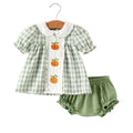 Plaid Applique Girls Romper Set