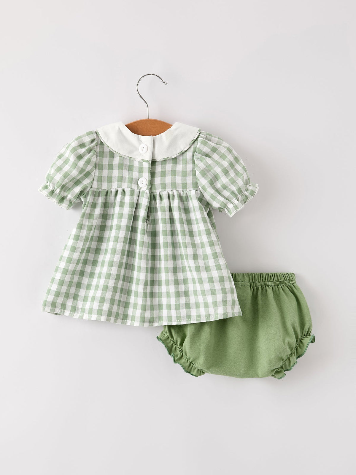 Plaid Applique Girls Romper Set