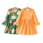 Pumpkin Print Girls Dress Set