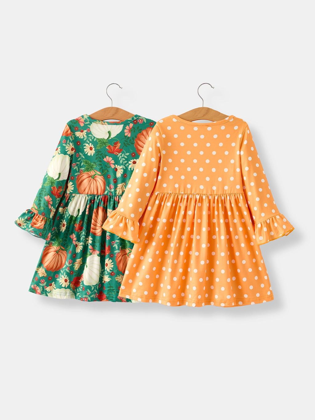 Pumpkin Print Girls Dress Set