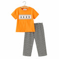 Halloween Striped Cat Embroidered Set