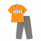 Halloween Striped Cat Embroidered Set