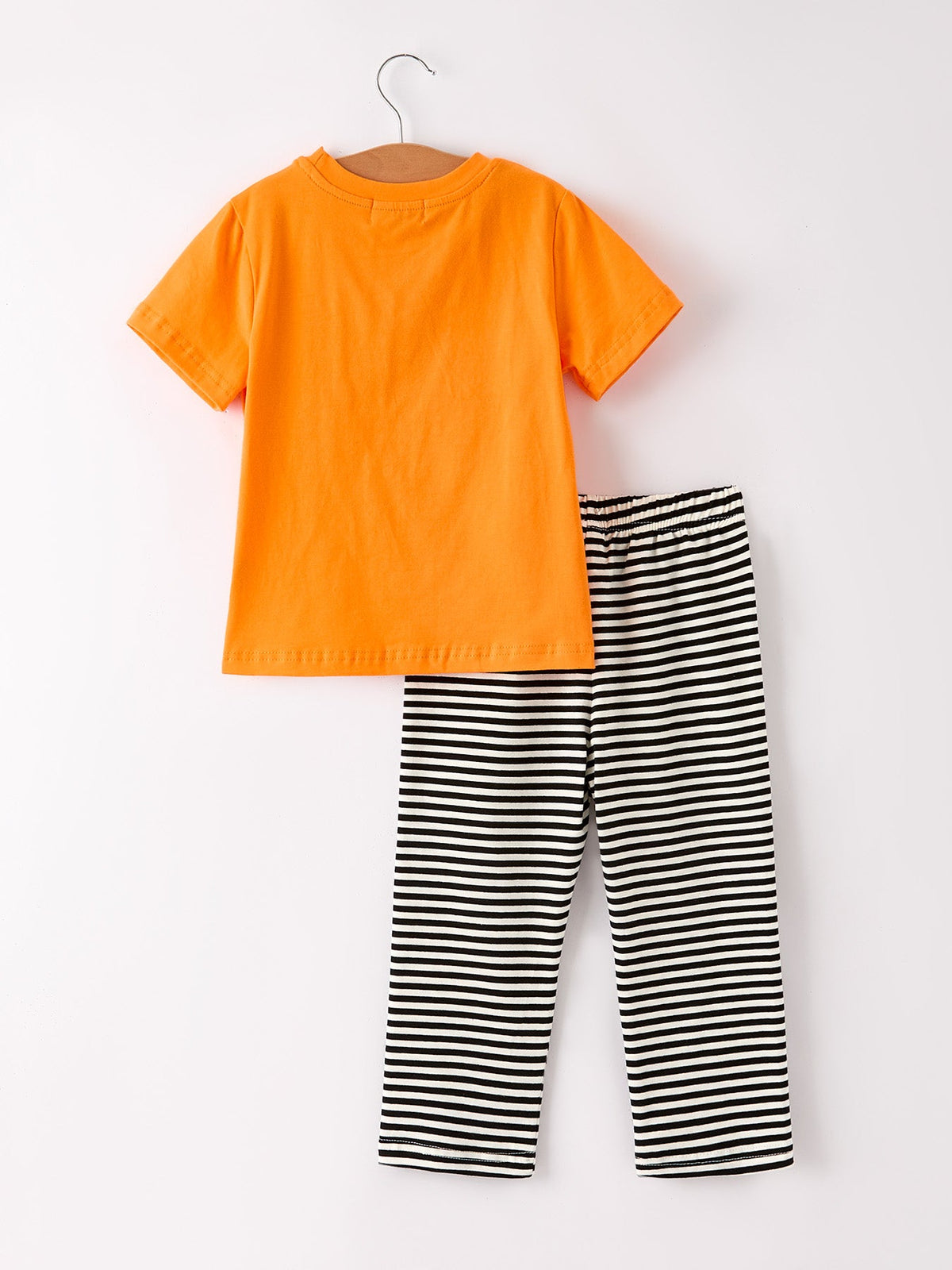 Halloween Striped Cat Embroidered Set