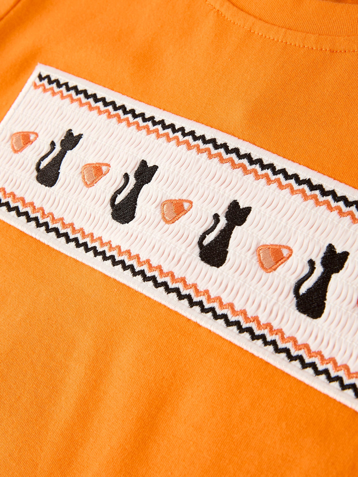 Halloween Striped Cat Embroidered Set