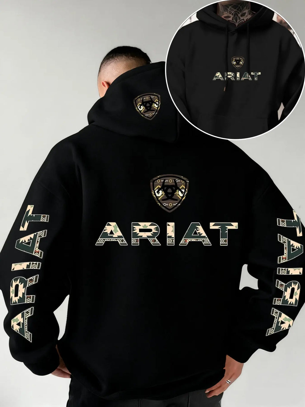 Western Letter Print Pullover Hoodie