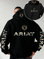 Western Letter Print Pullover Hoodie