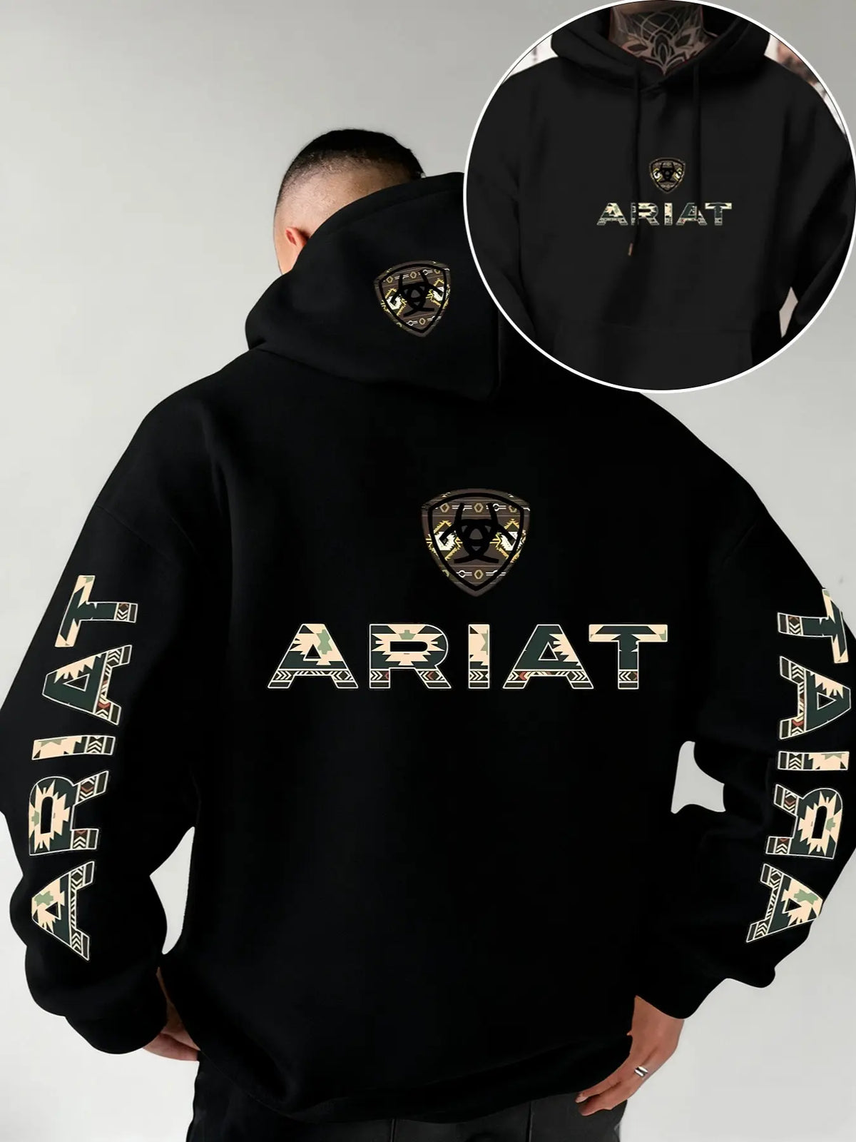 Western Letter Print Pullover Hoodie