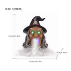 Halloween Witch Head Decor with LED Light and Mist Effect