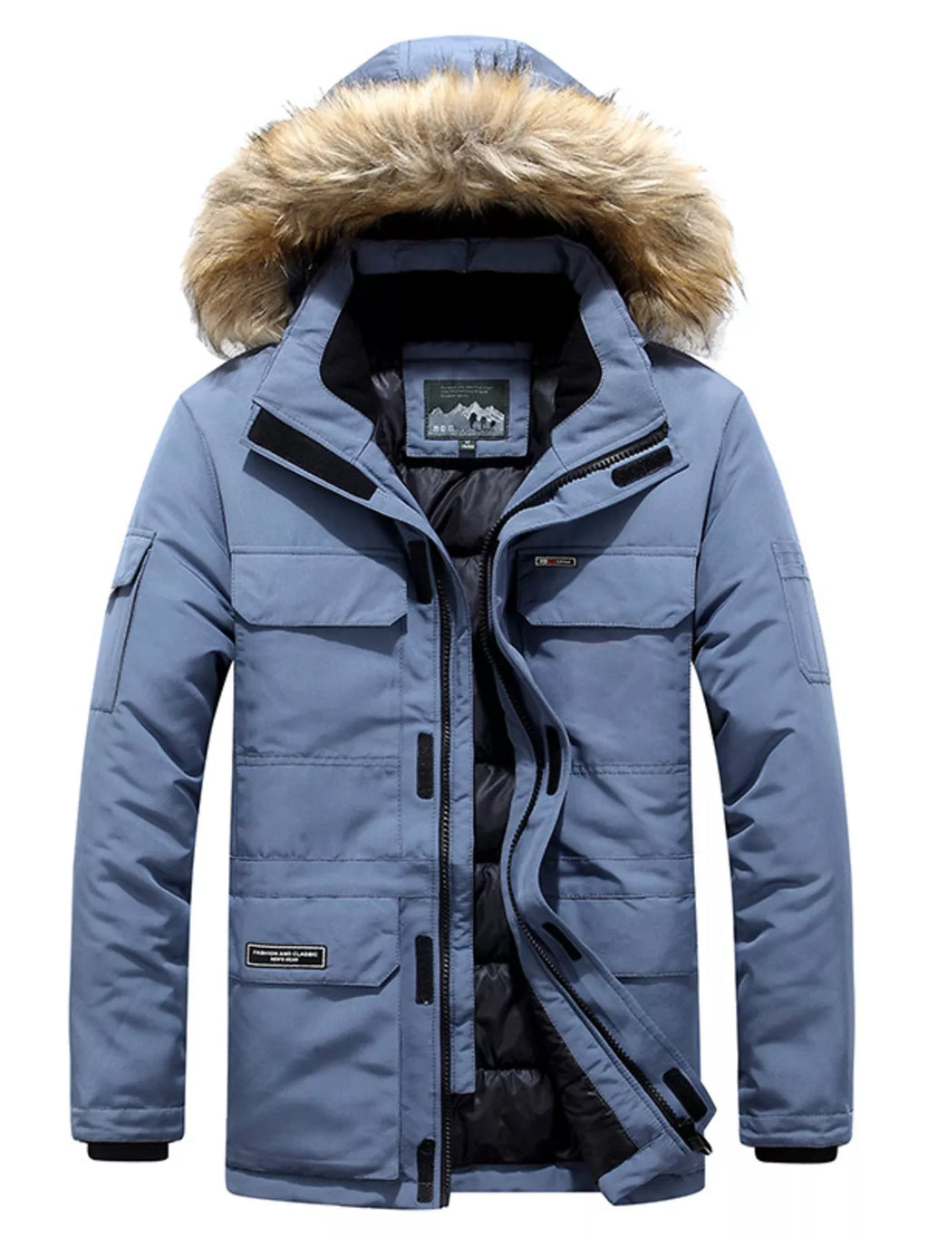 Men's Plus Size Fur Hooded Warm Winter Parka Coat