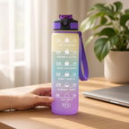 32 oz Gradient Water Bottle with Straw & Motivational Time Markers