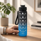 32 oz Gradient Water Bottle with Straw & Motivational Time Markers