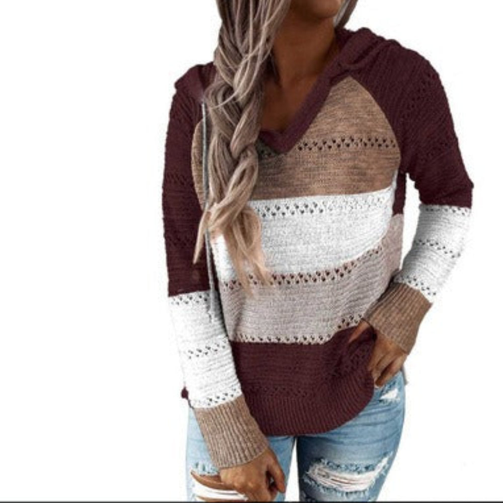 Women's Knitted Hooded Sweater