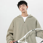 Layered V-Neck Hooded Sweatshirt