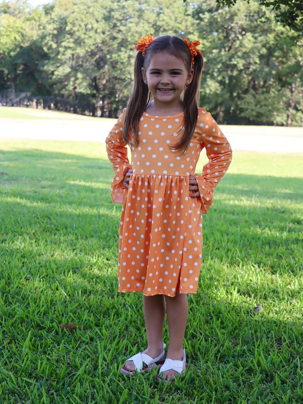 Pumpkin Print Girls Dress Set