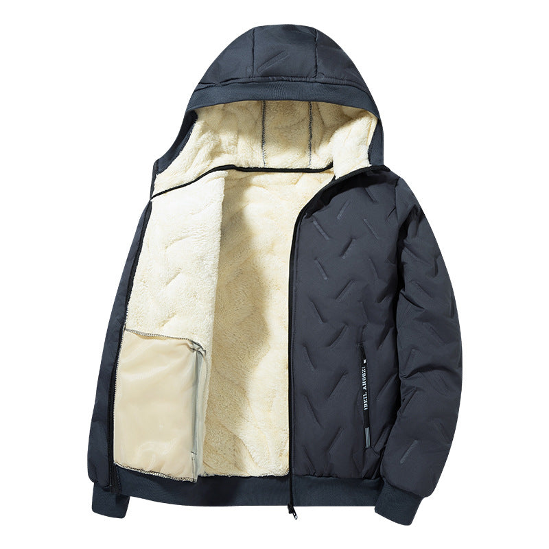 Men's Winter Ultrasonic Lambswool Cotton Padded Jacket For Warmth