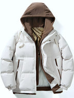 Men's Full Size Two-Tone Hooded Puffer Jacket Plus Size