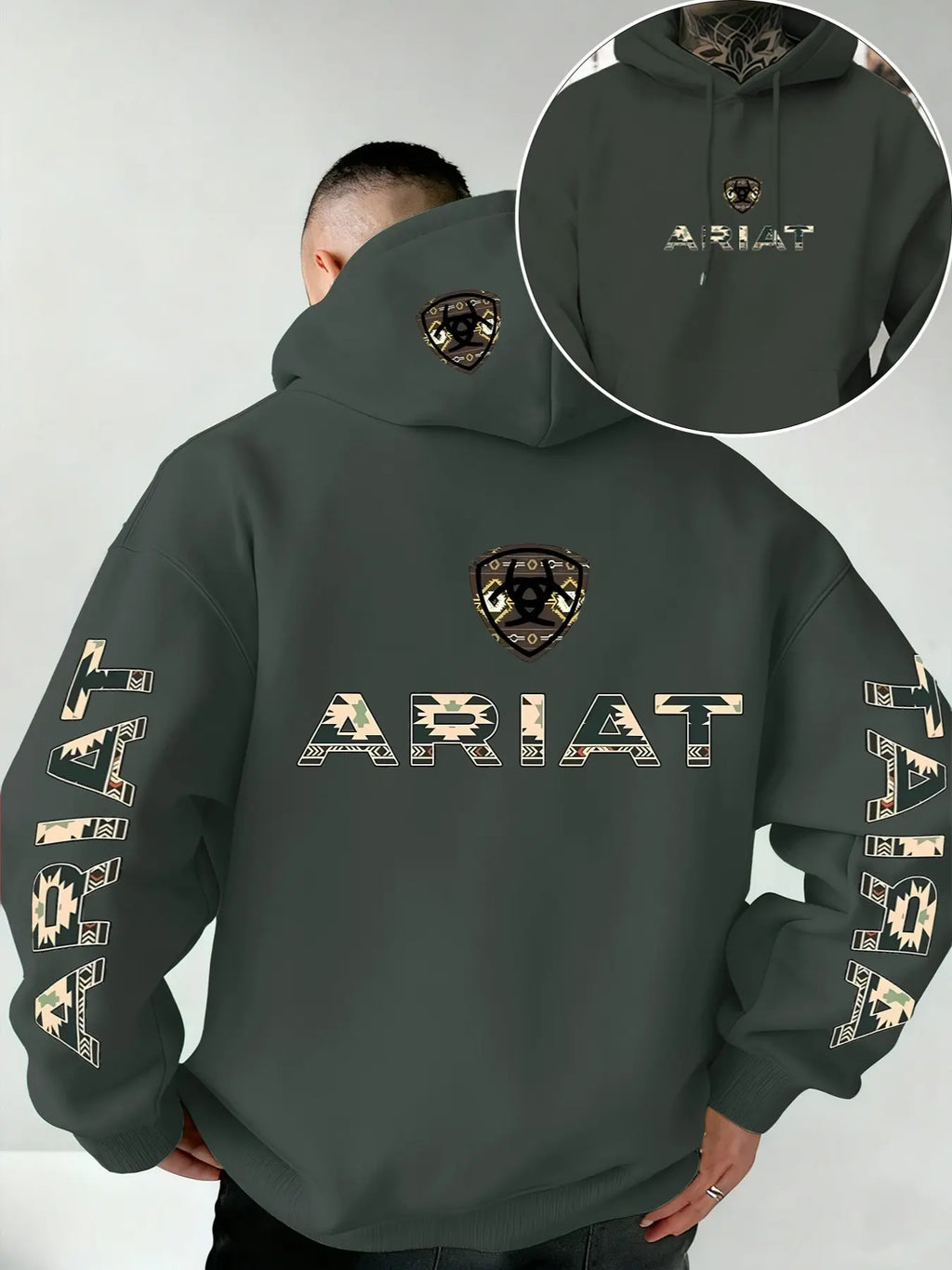 Western Letter Print Pullover Hoodie