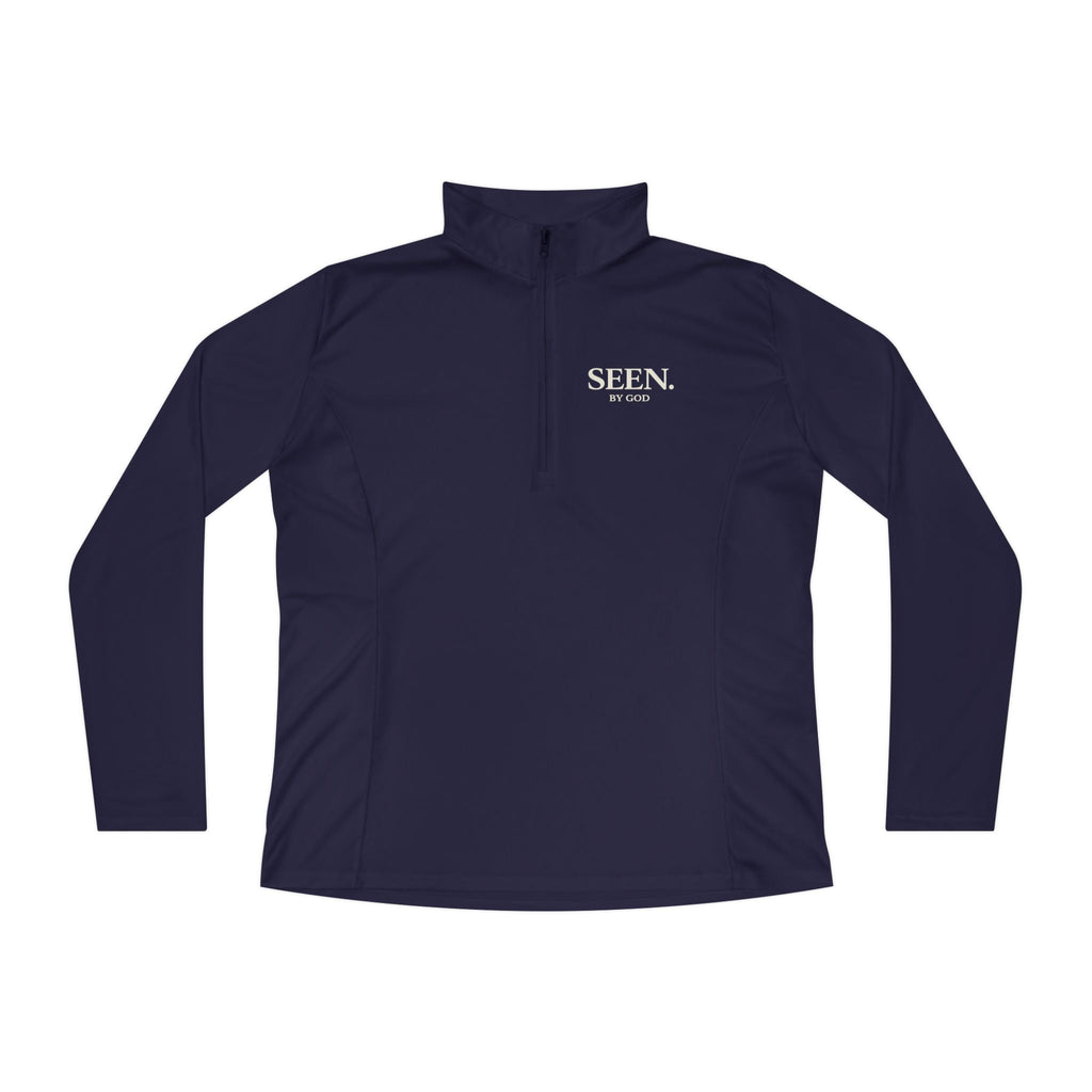Seen. By God. Women’s Quarter-Zip Pullover — Lightweight Christian Activewear Faith Layer