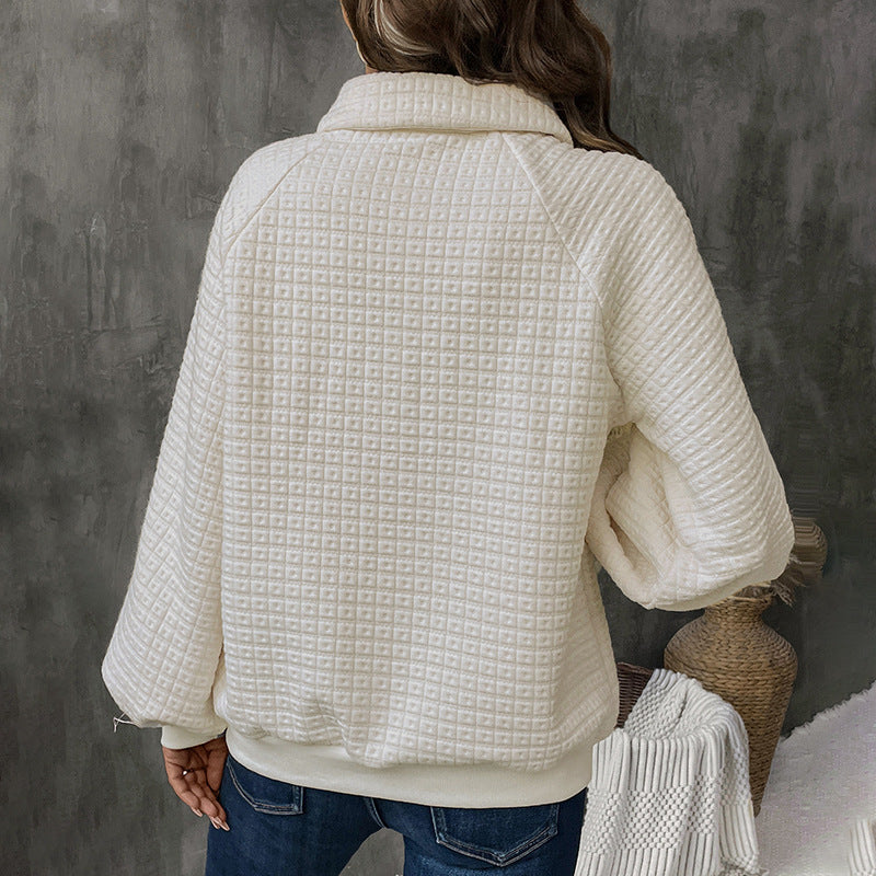 Women's Textured Collared Sweatshirt