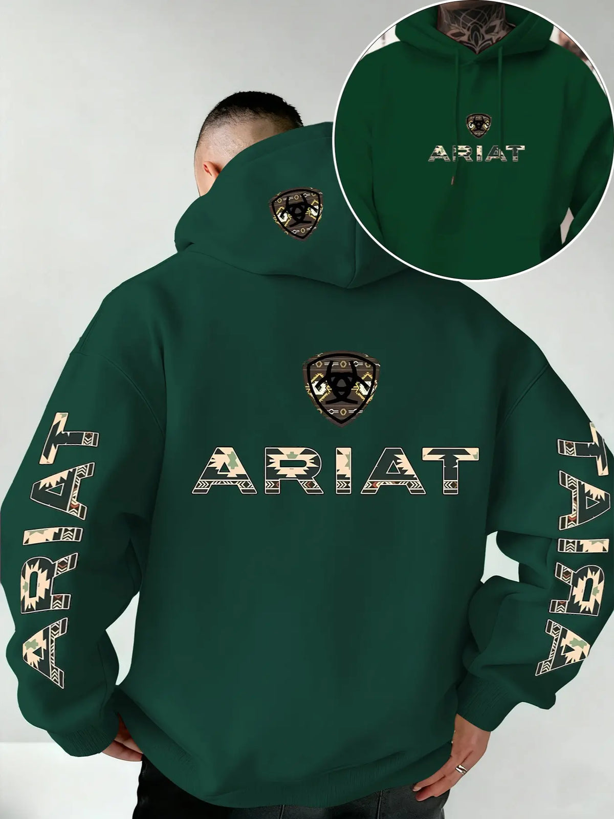 Western Letter Print Pullover Hoodie