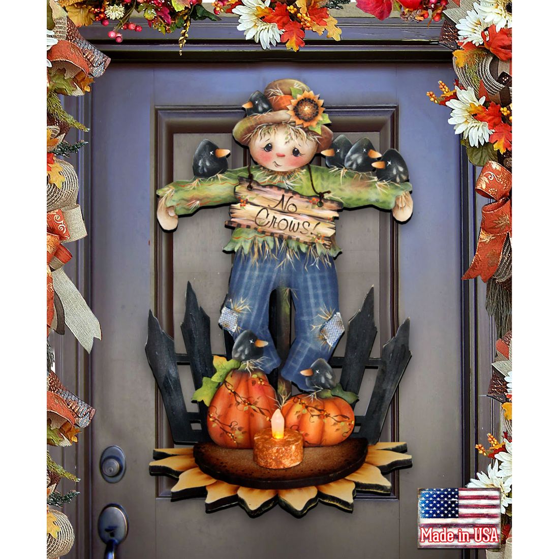 No Crows Scarecrow Halloween Door Decor by Jamie Mills-Price - Thanksgiving Halloween Decor - 8457404H