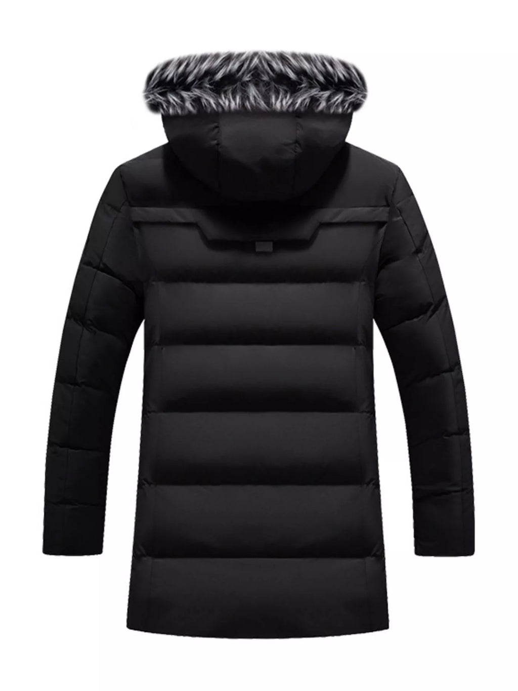 Men's Plus Size Longline Padded Winter Coat with Faux Fur Hood