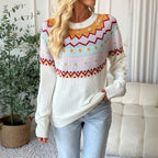 Women's Jacquard Color Block Knit Top
