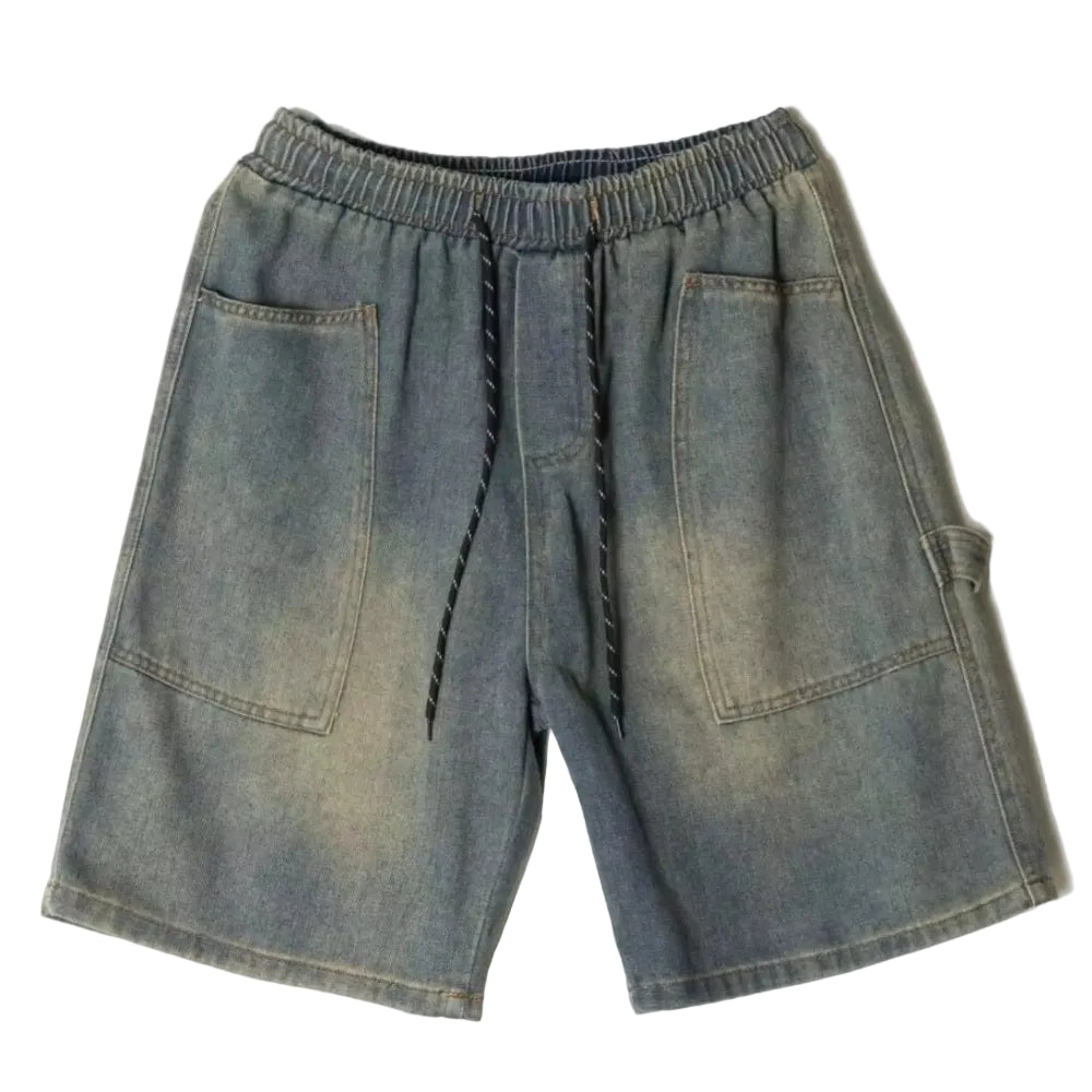 Loose Fit Washed Denim Shorts